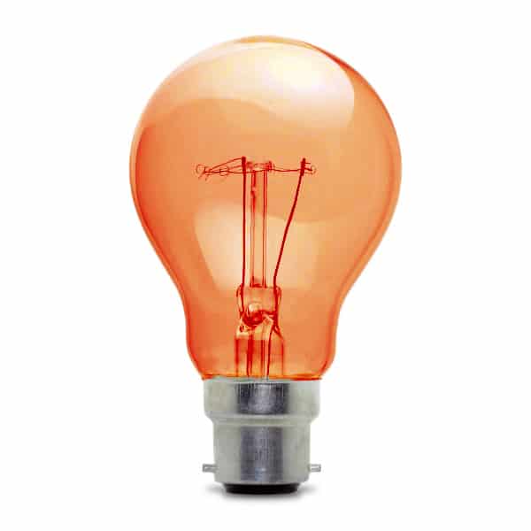 Orange GLS Incandescent Light Bulb 110v BC UK LIGHT STORE