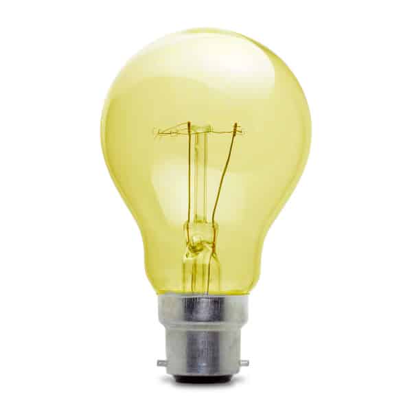 Yellow GLS General Household Incandescent Light Bulb 240v BC UK LIGHT STORE
