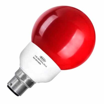 11w Energy Saving BC Globe CFL Red Coloured Fireglow Bulb