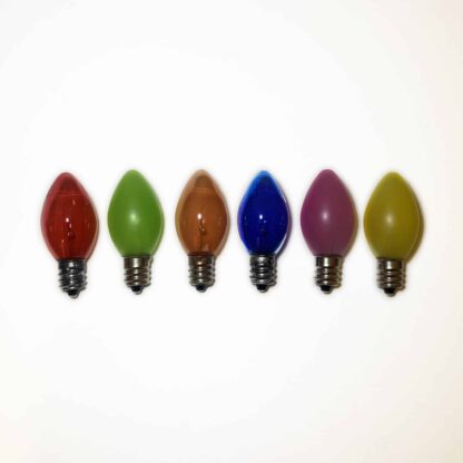 6X Replacement Christmas Light Bulbs 12V 3W E12 Multi Coloured Small Screw In Cone Shaped Bulbs