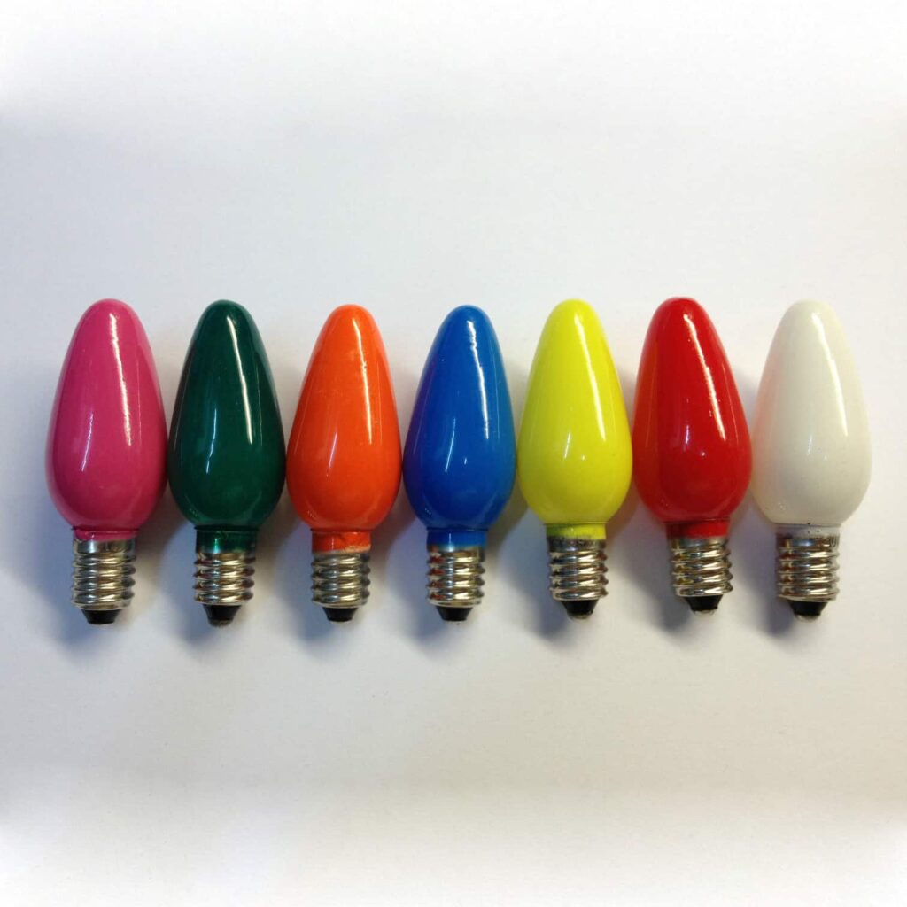 7X Replacement Christmas Light Bulbs 20V 3W E10 Opaque Multi Coloured