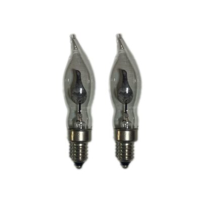 x2 E10 Flicker Flame Effect 3W Christmas Candle Bridge Arch Replacement Light Bulbs RF7 Small Screw In 230V MES