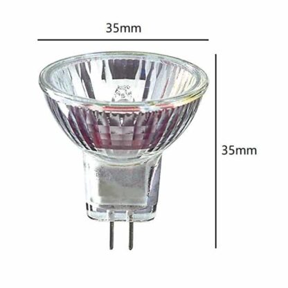 3 Pack. Energy saving MR11 light bulbs. 2 pin 12 volt GU4 Halogen 20 watt equivalent. Small mini spot light lamps 12V - Image 3