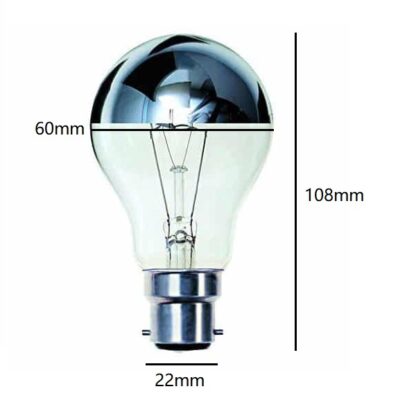 Crown Silver 60W GLS General Incandescent Light Bulb UK 240V - BC Base - Image 2