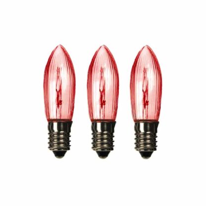 x3 RED E10 Small Candle 34V 3W Christmas Bridge Arch Replacement Light Bulbs RF7 Small Screw In MES