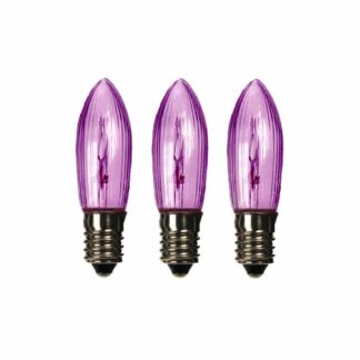 x3 VIOLET / PURPLE E10 Small Candle 14V 3W Christmas Bridge Arch Replacement Light Bulbs RF7 Small Screw In MES
