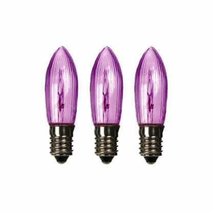 x3 VIOLET / PURPLE E10 Small Candle 14V 3W Christmas Bridge Arch Replacement Light Bulbs RF7 Small Screw In MES