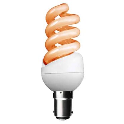 AMBER / ORANGE 11W SBC Spiral CFL Energy Saving Light Bulb