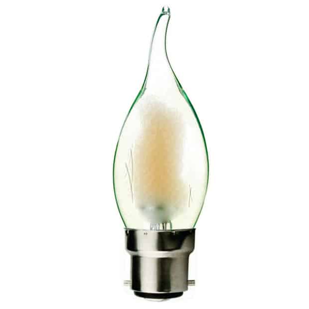 Frosted Flame Tip Filament LED Candle Household Light Bulb 240v BC