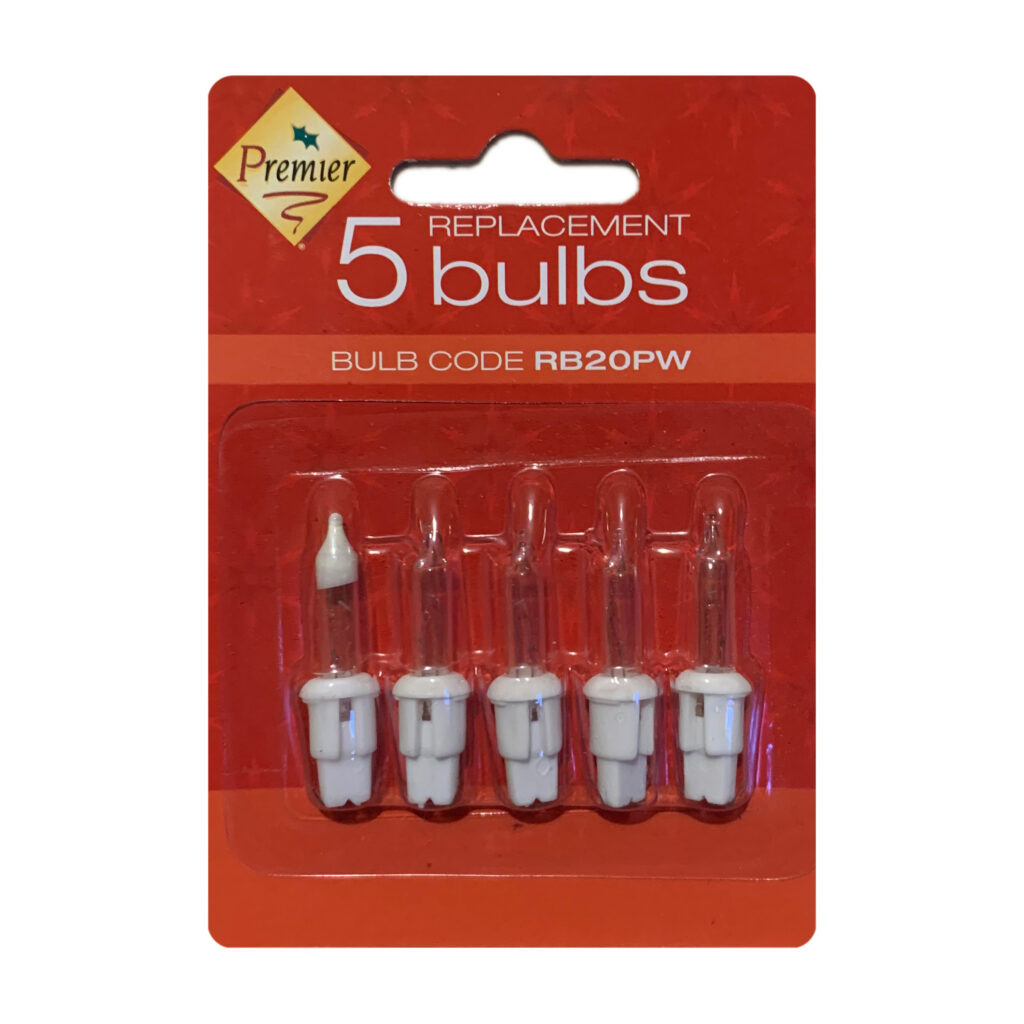 12V 0.96W RB20PW 5 Pack Clear Replacement Christmas Light Bulbs White Push in tab Base UK