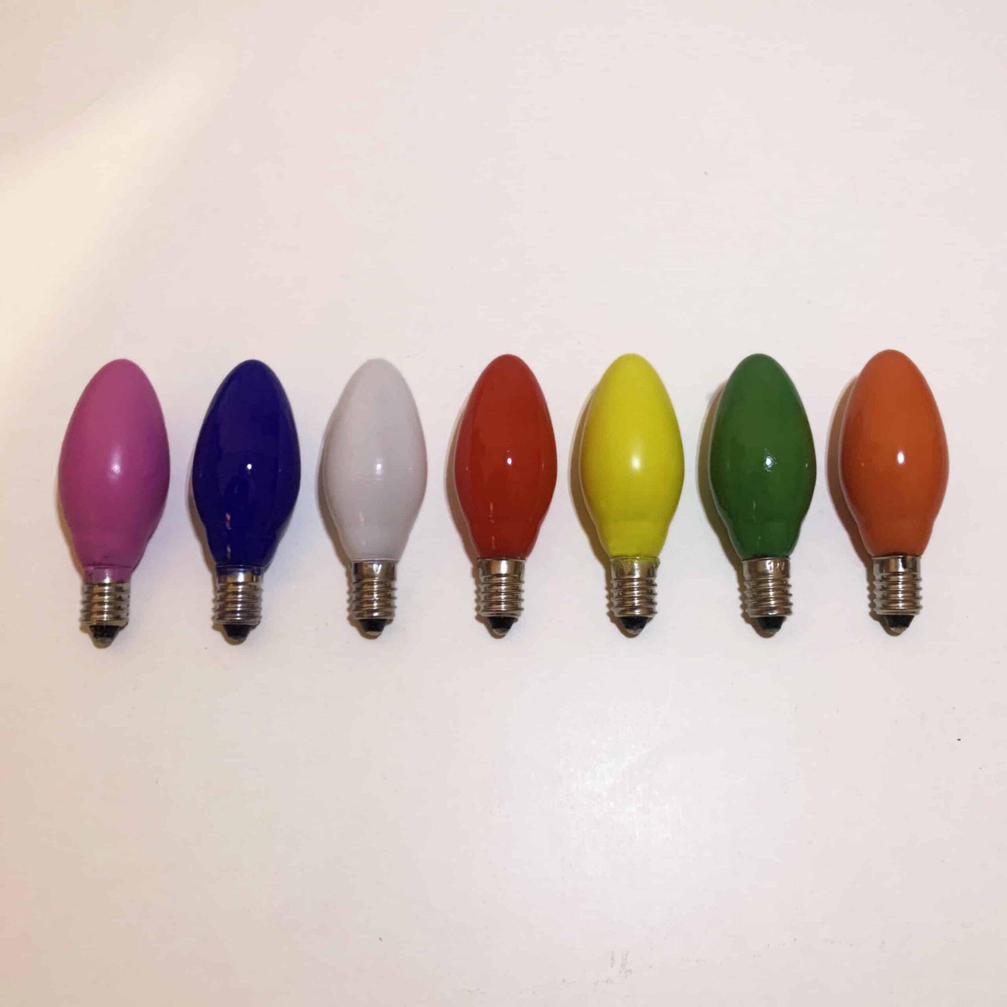 7X Replacement Christmas Light Bulbs 12V 3W E10 Opaque Multi Coloured