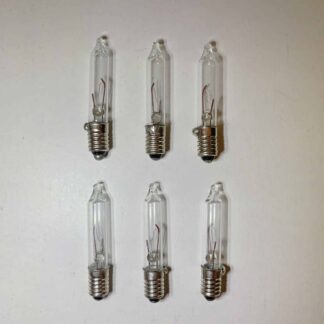 12V E5 LES Lilliput 6 Pack Clear Replacement Christmas Light Bulbs Screw in Base