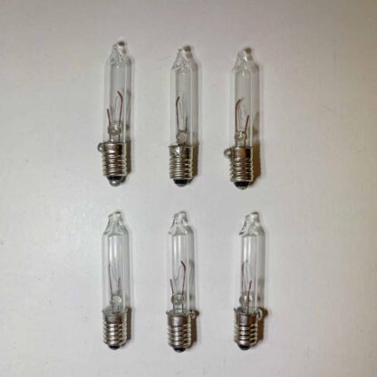 12V E5 LES Lilliput 6 Pack Clear Replacement Christmas Light Bulbs Screw in Base