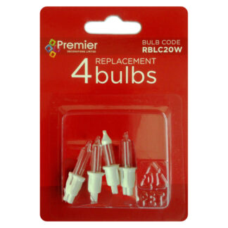 12V 0.84W RBLC20W 4 Pack Clear Replacement Christmas Light Bulbs White Push in tab Base