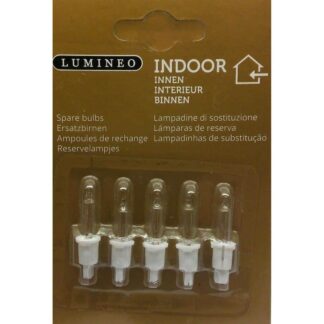 12V 0.84W 500259 Lumineo 5 Pack Clear Replacement Christmas Light Bulbs White Push in tab Base