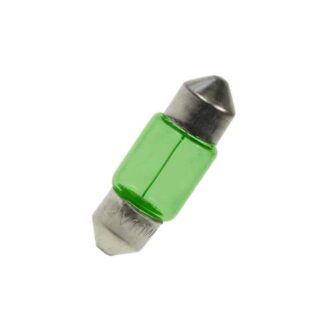 11mm x 30mm 12V 10W Green Festoon Lamp Light Bulbs (Pack of 5)