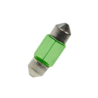 11mm x 30mm 12V 10W Green Festoon Lamp Light Bulbs (Pack of 5)