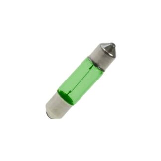 6mm x 28mm Green Festoon Lamp Light Bulbs (Pack of 5)