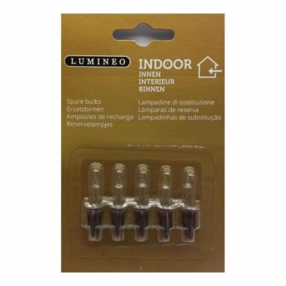 7V 0.7W 500250 Lumineo 5 Pack Clear Replacement Christmas Light Bulbs Push in tab Base