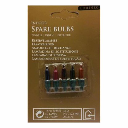 5V 0.6W 503956 Lumineo 5 Pack Coloured Replacement Christmas Light Bulbs Push in tab Base