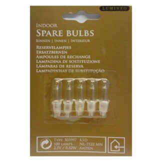 2.5V 0.32W 503997 Lumineo 5 Pack Clear Replacement Christmas Light Bulbs Push in tab Base