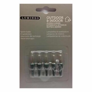 2.4V 0.132W 504002 Lumineo 5 Pack Clear Replacement Christmas Light Bulbs Push in tab Base