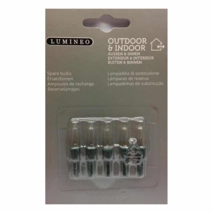 2.4V 0.132W 504002 Lumineo 5 Pack Clear Replacement Christmas Light Bulbs Push in tab Base