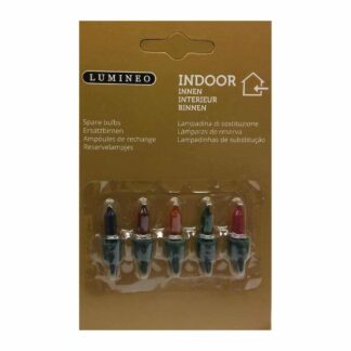 24V 1.15W 504916 Lumineo 5 Pack Coloured Replacement Christmas Light Bulbs Push in tab Base