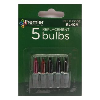 2.4V 0.168W Premier RL40M Pack of 5 Replacement Light Bulbs Push in Base Christmas