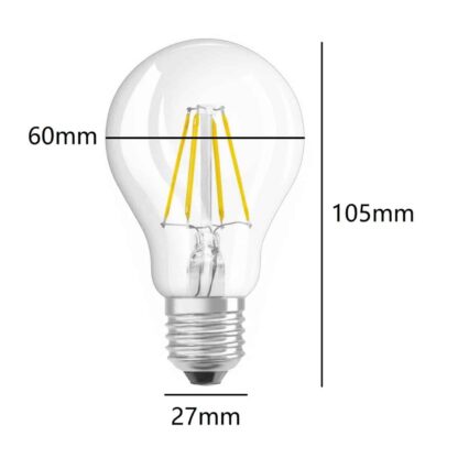 Clear Glass - Cool White 4000K Filament LED Round GLS Household Light Bulb 240v - ES E27 - Image 2