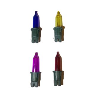 6V 789N Replacement Christmas Fairy Light Bulbs 4 Pack Coloured Push in notched tab green base