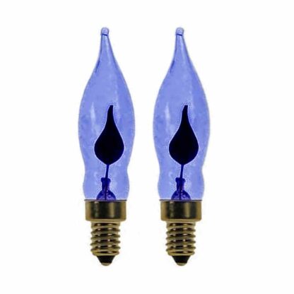 x2 E10 Blue Flicker Flame Effect 1.5W Christmas Candle Bridge Arch Replacement Light Bulbs RF7 Small Screw In 230V MES