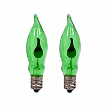 x2 E12 Green Flicker Flame Effect 1.5W Christmas Candle Bridge Arch Replacement Light Bulbs RF7 Small Screw In 230V MES