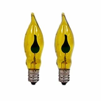 x2 E12 Yellow Flicker Flame Effect 1.5W Christmas Candle Bridge Arch Replacement Light Bulbs RF7 Small Screw In 230V MES