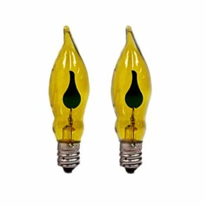 x2 E12 Yellow Flicker Flame Effect 1.5W Christmas Candle Bridge Arch Replacement Light Bulbs RF7 Small Screw In 230V MES