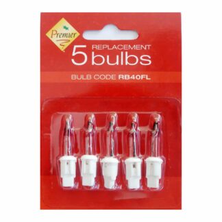 10V 1.2W RB40FL Pack of 5 Flasher Replacement Christmas Light Bulbs White Push in Base