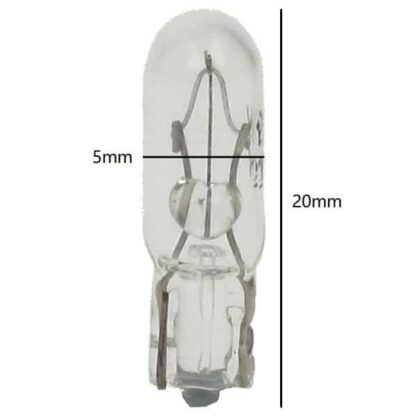 thumbnail image 2 of LT24 Incandescent 24V 1.2W BX8.5d Speedometer Light Bulb – 5x23.5mm, 24 Volt 1.2 Watt, New 2 of 3