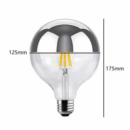 G125 LED Globe Mirror Crown Silver 125mm E27 Warm White 240V - Image 2