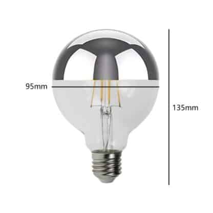 G95 LED Globe Mirror Crown Silver 95mm E27 Warm White 240V - Image 2