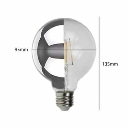G95 LED Globe Mirror Silver Side 95mm E27 Warm White 240V - Image 2