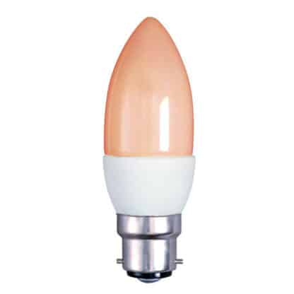 7W Energy Saving BC BA22 Candle CFL Amber Coloured Fireglow Bulb